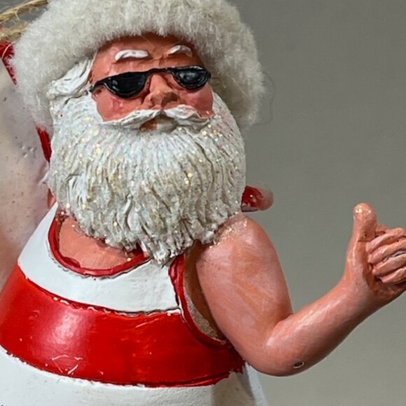 Hitchhiking Surfing Santa 2018 Sausalito, CA Hanging Christmas Tree Ornament - Picture 3 of 9